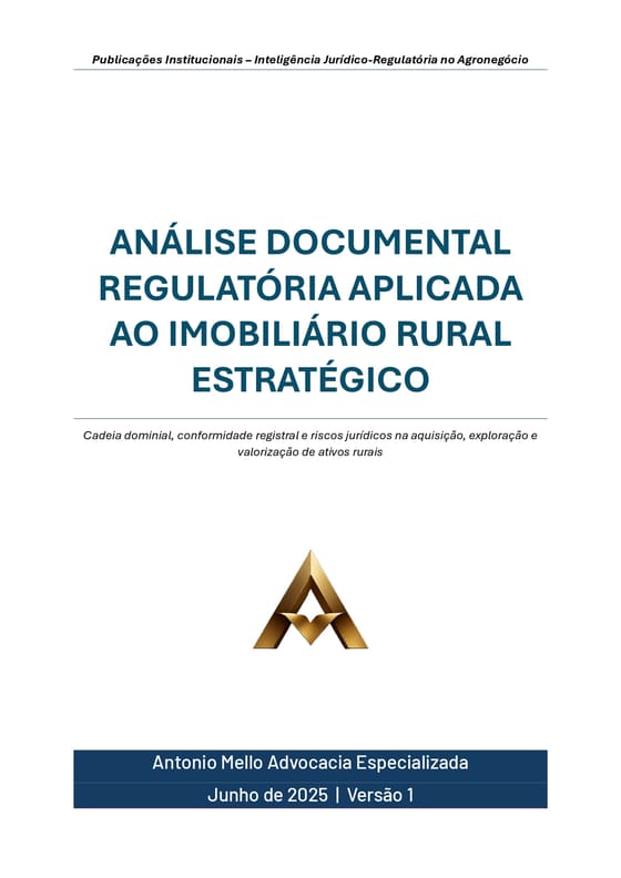 Capa do estudo “Análise Documental Regulatória Aplicada ao Imobiliário Rural Estratégico”