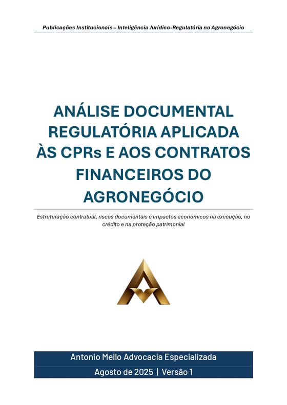 Capa do estudo “Análise Documental Regulatória Aplicada às CPRs e aos Contratos Financeiros do Agronegócio”