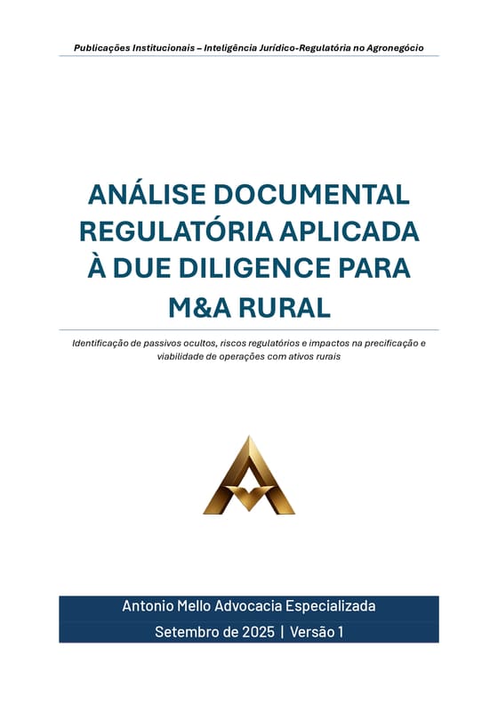 Capa do estudo “Análise Documental Regulatória Aplicada à Due Diligence para M&A Rural”