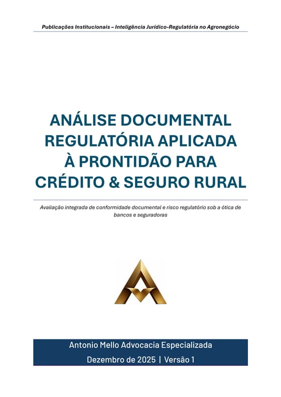 Capa do estudo “Análise Documental Regulatória Aplicada à Prontidão para Crédito & Seguro Rural”