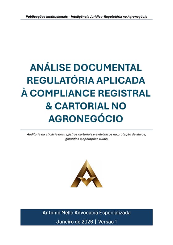 Capa do estudo “Análise Documental Regulatória Aplicada à Compliance Registral & Cartorial no Agronegócio”