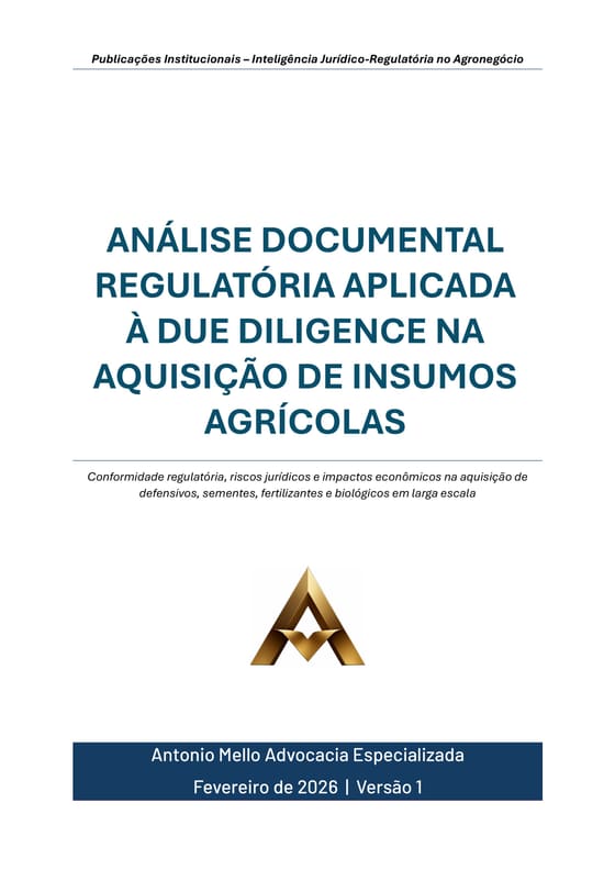 Capa do estudo “Análise Documental Regulatória Aplicada à Due Diligence na Aquisição de Insumos Agrícolas”